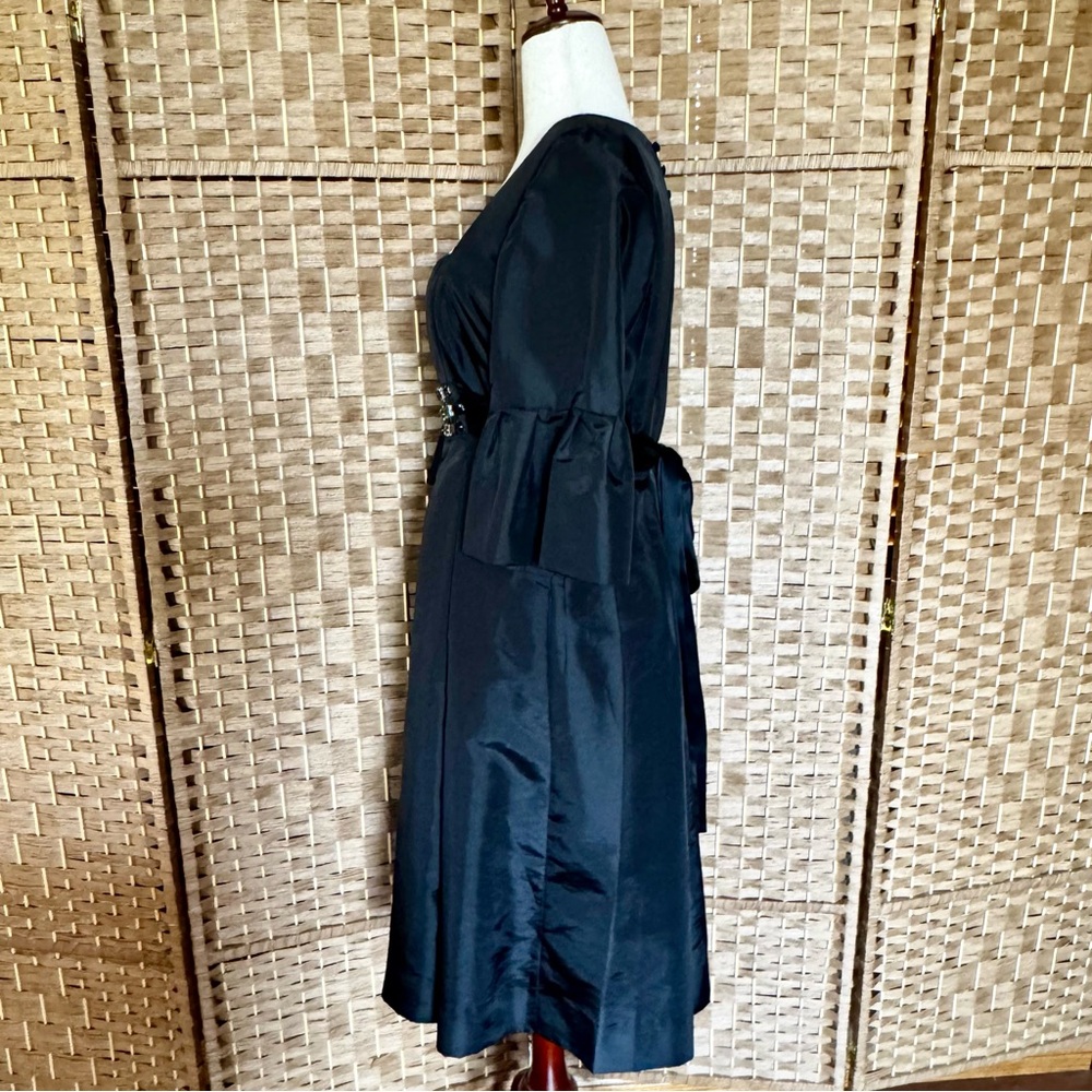 Donna Morgan black silk taffeta bell sleeve dress 14 - Picture 8 of 14